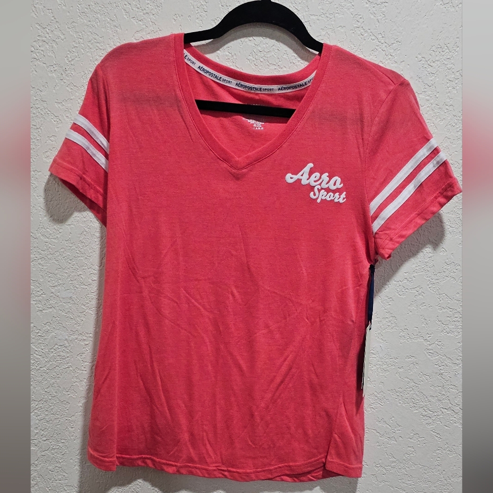 Aeropostale Sport Coral V-Neck Tee Large